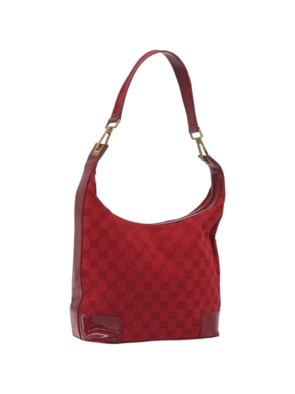 GUCCI GG Canvas Shoulder Bag Red Gold Tone 001 4204